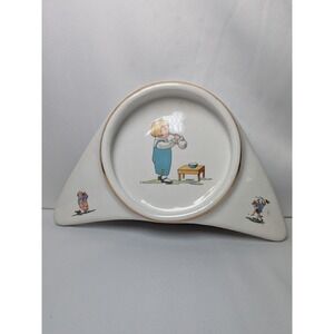 1912 Antique Underwood High Chair Plate "Little Boy‎ Blue" See Pictures